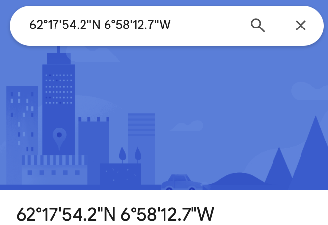Parking coordinates in a map search
